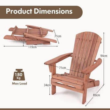 2dekans | Coast Tuinstoel Adirondack - Set van 2 - Max. 180, Ophalen of Verzenden, Zo goed als nieuw