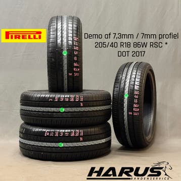 205/40/18 86W RSC * Pirelli zomerbanden 7,3/7mm profiel 4X, 18 inch, Gebruikt, Band(en), Personenwagen