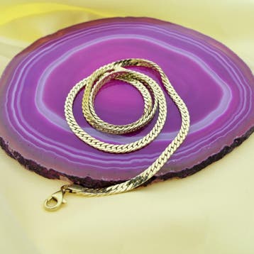 Gouden platte gourmetschakelketting, Ophalen of Verzenden, Gebruikt, Overige kleuren, Goud