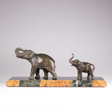 Louis Albert Carvin (1860-1951) - sculptuur, Eléphants - 19
