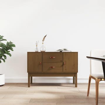vidaXL Dressoir 110x40x78 cm massief grenenhout honingbruin, Huis en Inrichting, Kasten | Dressoirs, 100 tot 150 cm, Verzenden
