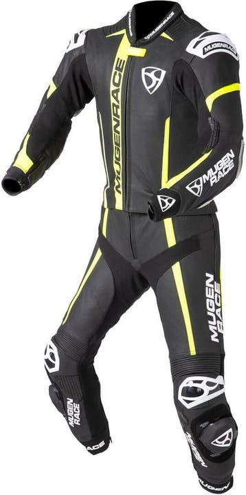 MUGENRACE Mucho Zwart Wit Neon Geel 2-Delig Motorpak, Nieuw met kaartje, MUGENRACE, Heren, Combipak