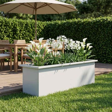 vidaXL Plantenbak met led Wit 30 x 100 x 30 cm Staal, 100 cm of meer, Verzenden, Nieuw, Metaal