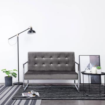 vidaXL Tweezitsbank met armleuningen chroom en fluweel, Verzenden, Minder dan 150 cm, Stof, Nieuw