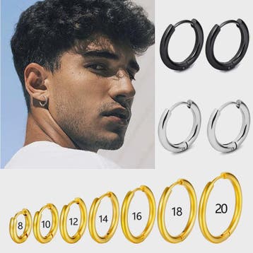Roestvrijstalen Hoops Oorbellen - Goudkleurig, Zilver, Zwart
