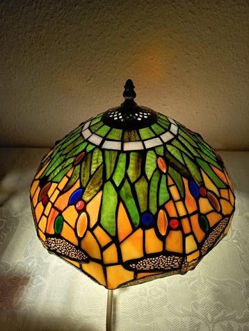 Tiffany-Stil Deckenlampe „Dragonfly“ / Libelle – Buntglas –