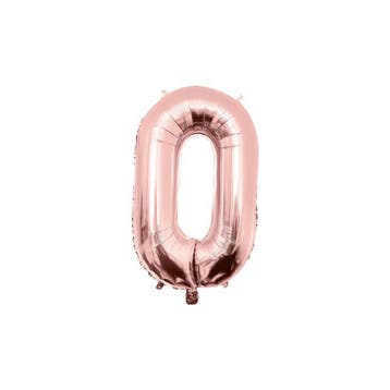 Folie Ballon cijfer 0 Rose Goud 86 cm, Nieuw, Feestartikel, Verjaardag