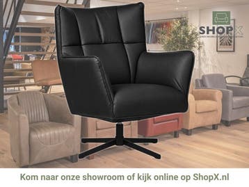 Leren draaifauteuil Lovely - Toledo Nero (zwart), Nieuw, Ophalen of Verzenden, 75 tot 100 cm, Eigentijds, Modern, Retro, Vintage