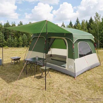 vidaXL Gezinstent met dak Groen 380 x 260 x 190 cm Polyester, Verzenden, Nieuw, Tot en met 2