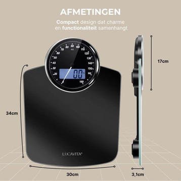 2dekans | LUCAVITA® Personenweegschaal Dual Display Retro, Ophalen of Verzenden, Zo goed als nieuw