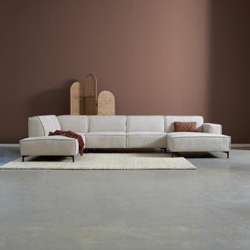 *WOONWINKEL* PEPP Interiors River Moderne U-bank Beige Stof, Verzenden, Nieuw