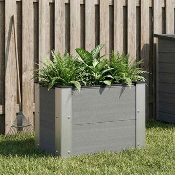 vidaXL Verhoogde plantenbak Grijs 50 x 30 x 36 cm WPC en, Verzenden, Minder dan 60 cm, Nieuw, Hout