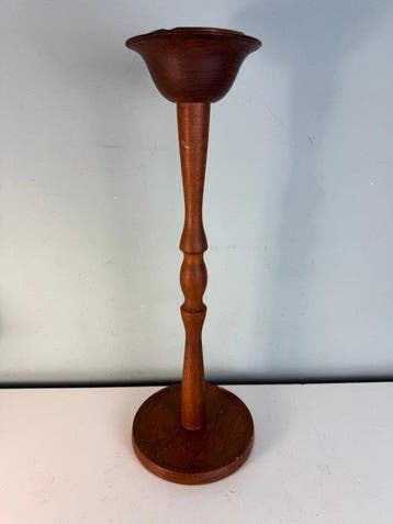 Asbak - Vintage Mid-Century Teak Asbak / Plantenstandaard -