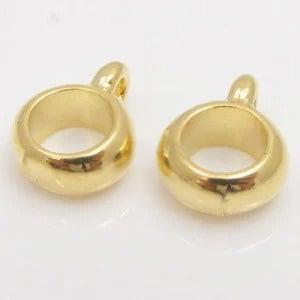 1 x DQ metaal hanger voor 6mm leer met oogje 2,2mm goudkl..., Ophalen of Verzenden, Nieuw, Bedel