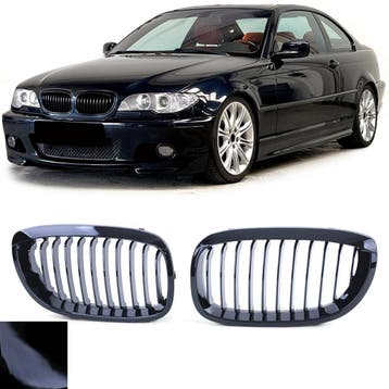 Nieren BMW E46 Coupe/Cabrio Glans Zwart | Tweedekansje OP=OP, Ophalen of Verzenden