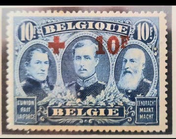 België 1918/1918 - De Drie Koningen met een rode overdruk, Gestempeld