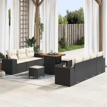 vidaXL Tuin Sofa Set 10 pcs Zwart poly rattan, Verzenden, Nieuw, Meer dan 8 zitplaatsen