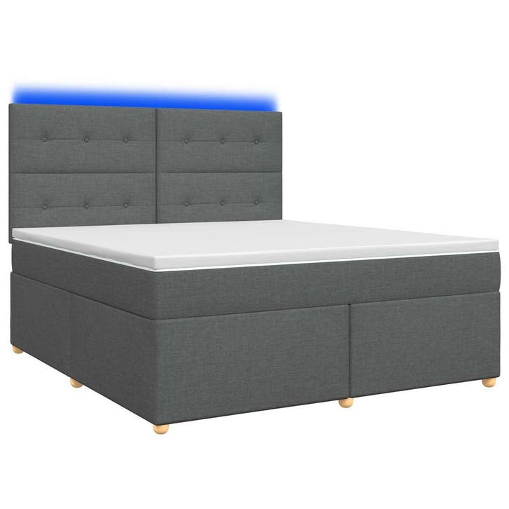 vidaXL Boxspringbed met matras Donkergrijs 140 x 200 cm Stof, Huis en Inrichting, Slaapkamer | Bedden, Nieuw, Verzenden