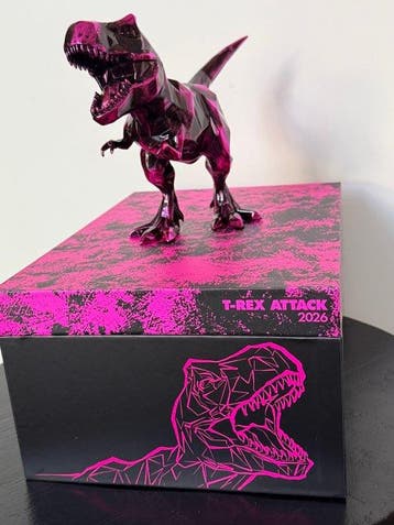 Richard Orlinski (1966) - Beeld, T-REX ATTACK NEON No