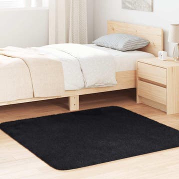 vidaXL Hoogpolig vloerkleed NAVARRA 120x120 cm polyester, Verzenden, Nieuw, Zwart