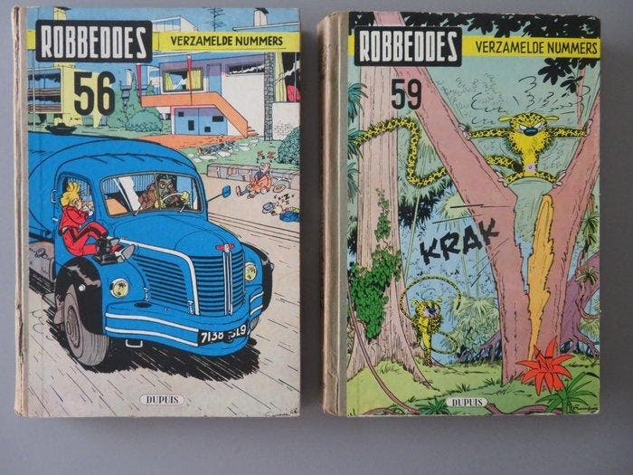 Robbedoes 56-59 - Verzamelde nummers - 2 Album - Eerste druk, Boeken, Stripboeken