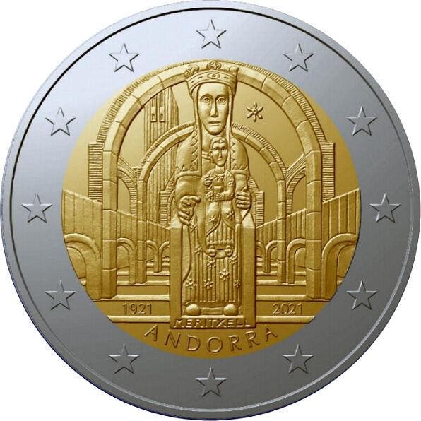 Andorra 2 Euro 2021 GedenkMunt Meritxell Pp in Coincard e..., Postzegels en Munten, Munten | Europa | Euromunten, Verzenden