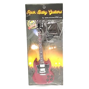 Baby miniatuur replica Gibson SG gitaar 15 cm A. Young AC/DC, Ophalen of Verzenden, Nieuw, Pop, Beeldje of Miniatuur