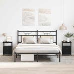 vidaXL Nachtkastjes 2 st 34x35,5x50 cm bewerkt hout zwart, Verzenden, Nieuw, Hout