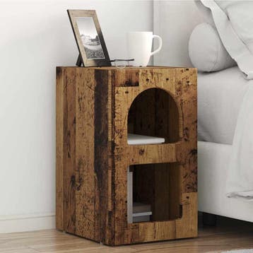vidaXL Nachtkastje ELST Oudhout 29,5 x 33,5 x 50 cm Bewerkt, Huis en Inrichting, Slaapkamer | Nachtkastjes, Minder dan 45 cm, Verzenden