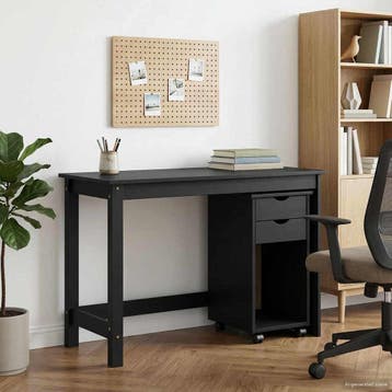 vidaXL Bureau Kas Set 2 st Grijs Massief grenenhout, Verzenden, Nieuw