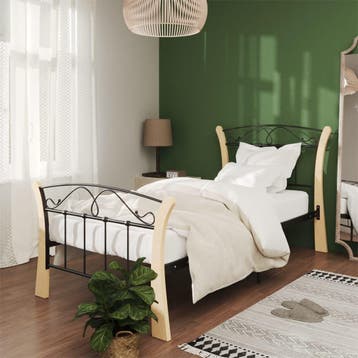 vidaXL Bedframe metaal zwart 90x200 cm, 90 cm, Eenpersoons, Verzenden, Zwart