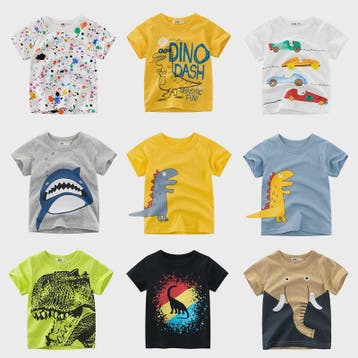Zomer T-shirts Jongens 2-8 Jaar - Katoen, Korte Mouw met Leu, Verzenden, Nieuw