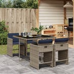 vidaXL 5-delige tuinset met kussens, grijs polyrotan, 4 zitplaatsen, Nieuw, Tuinset, Verzenden