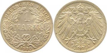 Duitsland 1 Mark 1910 A J 017 Kaiserreich zilver, Verzenden