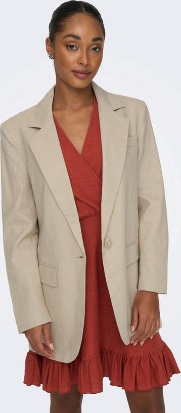 ONLY blazer maat xs ONLCARO-LANA L/S OVS LIN BLAZER TLR NOOS, Kleding | Dames, Verzenden, Nieuw