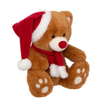 Kerstbeer knuffel - pluche - met kerstmuts - 34 cm - cadeau, Verzenden, Nieuw