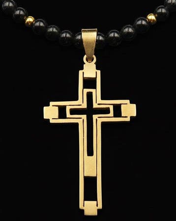 Croix de Lumière – Christelijke Halsketting – Obsidiaan –