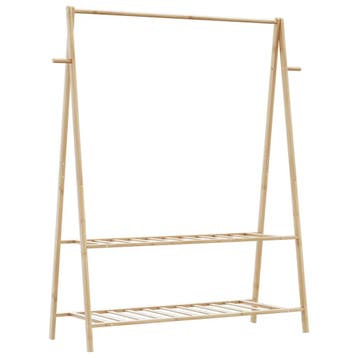 vidaXL Kledingrek met schappen 132x45,5x150,5 cm bamboe, Verzenden, Nieuw