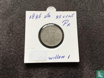 Nederland 25 cent 1826 (mercuriusstaf), Verzenden, 5 cent, Losse munt, Goud