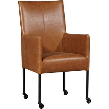 Set van 4 Leren eetkamerstoelen Spark - Vintage Cognac, Huis en Inrichting, Ophalen of Verzenden, Nieuw, Leer