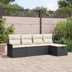 vidaXL Tuinbankenset met kussen 5 pcs Zwart en Crème poly, Verzenden, Nieuw, Rotan