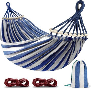 Hangmat met houten spreidstok | Tweedekansje | OP=OP, Tuin en Terras, Opvouwbaar, Ophalen of Verzenden, Zo goed als nieuw, Eenpersoons