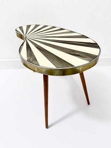 Bijzettafel - laminaat, Hout, Messing - Originele vintage