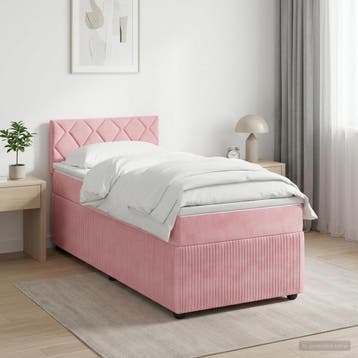 vidaXL Boxspringbed met matras met hoofdeinde Roze 80 x 200, Verzenden, Nieuw, Eenpersoons, Stof