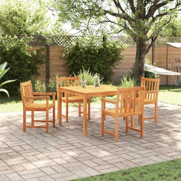 vidaXL Tuin eettafelset 5 st Bruin Massief acaciahout, Verzenden, Nieuw, 5 zitplaatsen