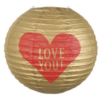 Papieren lampion Love met draadstalen frame (25 cm), Ophalen of Verzenden, Nieuw