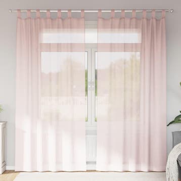 vidaXL Gordijnen voile met lussen 2 st 140x225 cm lichtroze, Verzenden, Nieuw, Roze