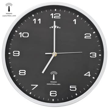 vidaXL Wandklok met quartz uurwerk radiogestuurd 31 cm zwart, Verzenden, Nieuw