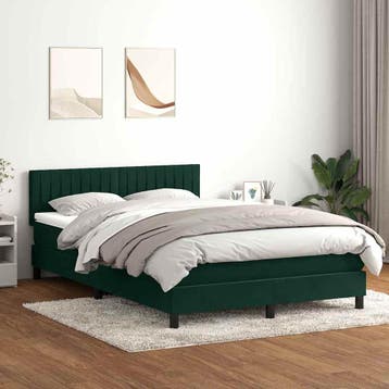 vidaXL Boxspring met matras en LED fluweel donkergroen, Verzenden, Stof, Groen, Nieuw