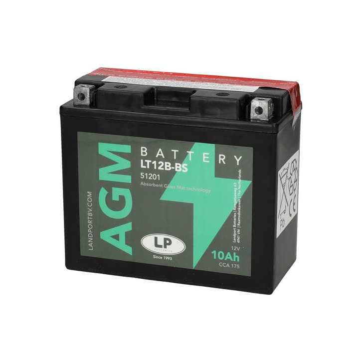 Landport (LP) LT12B-BS 12 volt 10,0 ah AGM motor accu (51201, Motoren, Onderdelen | Overige, Nieuw, Ophalen of Verzenden